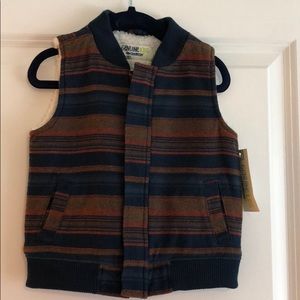Striped zip up fleece lined vest 18M